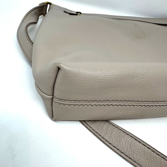 FOSSIL Kinley Leather Crossbody Bag Light Gray Bone Neutral Minimalist Classic - Picture 5 of 14